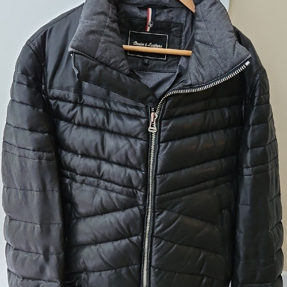 Andrew Marc Black Quilted Puffer Jacket with High Collar